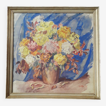 Tableau ancien signé représentant un bouquet de fleurs