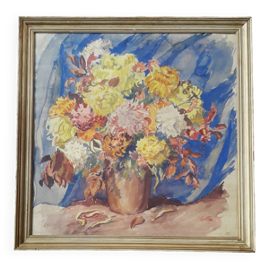 Tableau ancien signé - fleurs