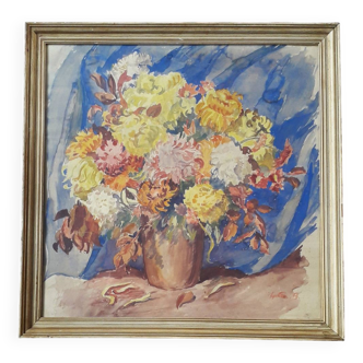 Tableau ancien signé représentant un bouquet de fleurs