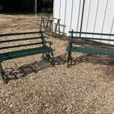 2-seat bench in wrought iron and wood