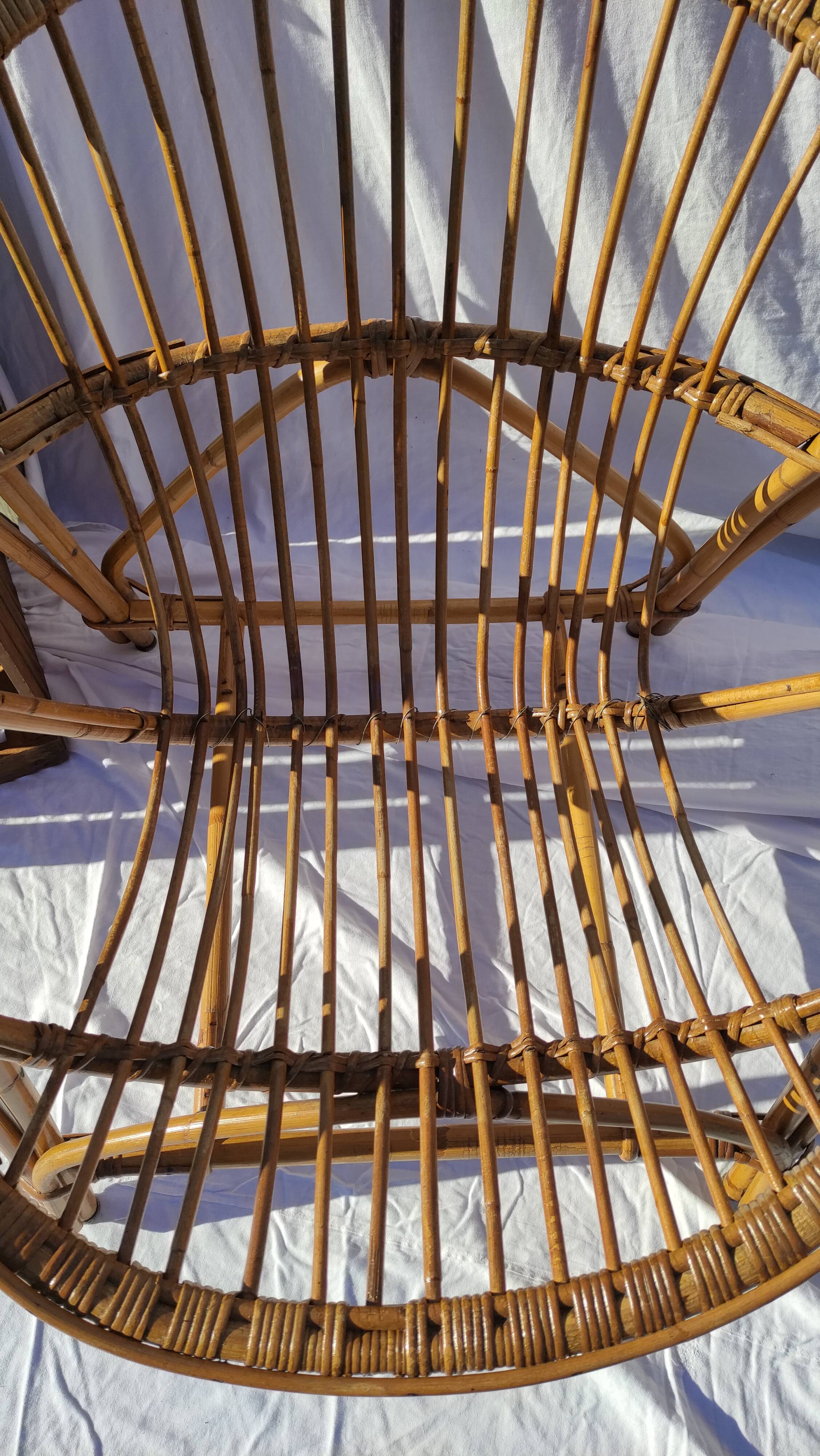 Pair of vintage rattan armchairs