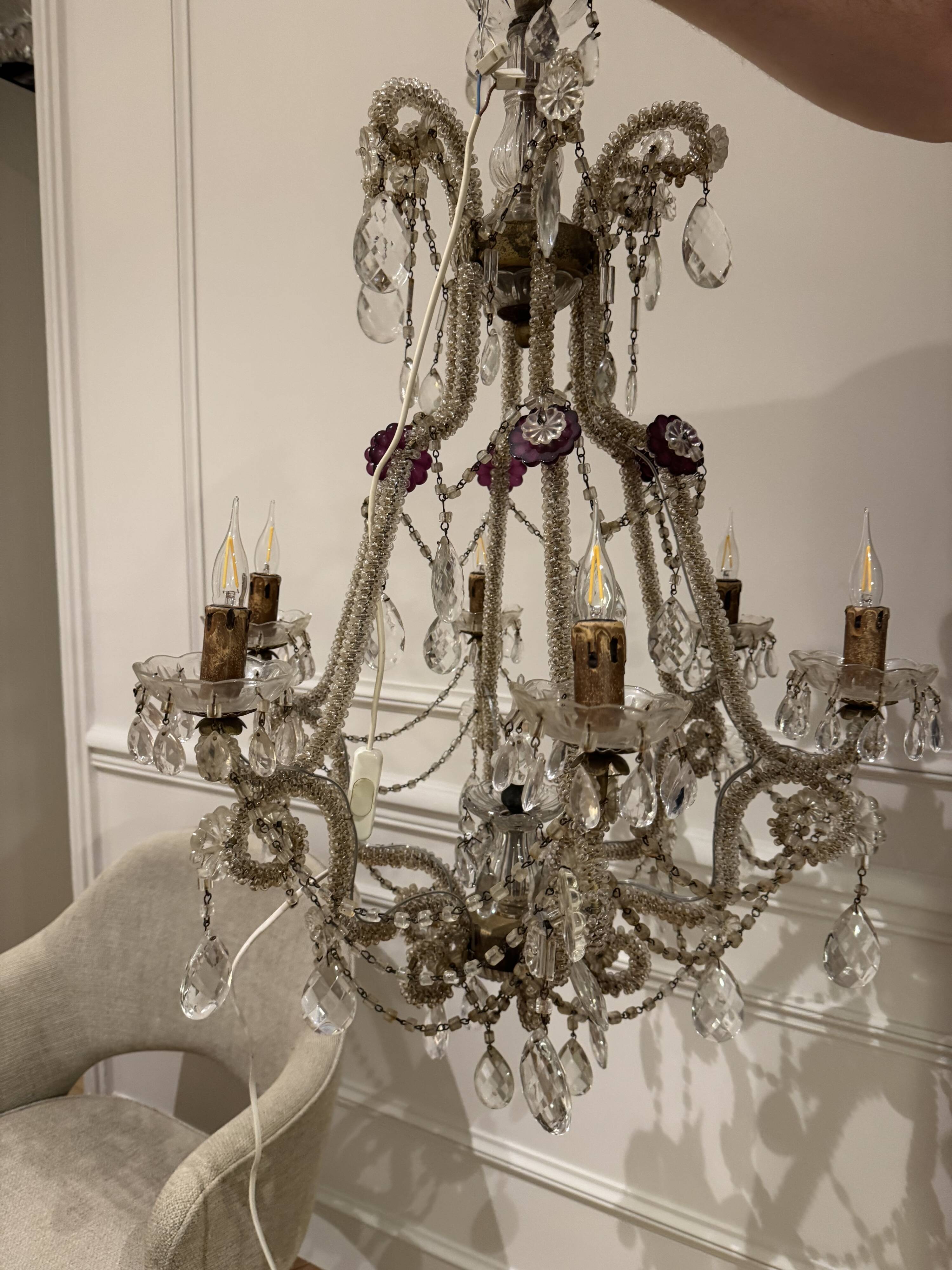 Lustre à pampilles en cristal ancien