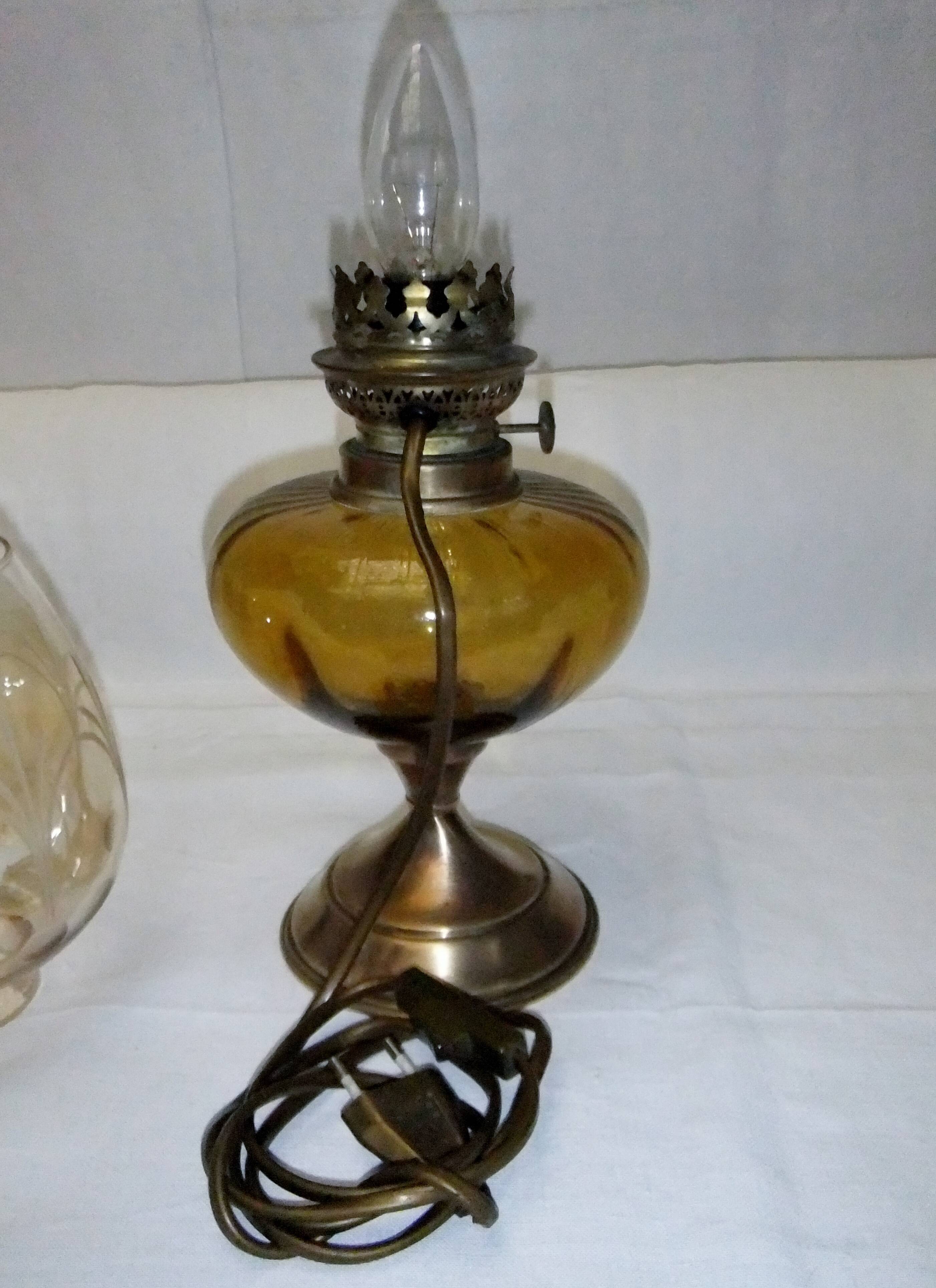 old table or bedside lamp electrified kerosene lamp