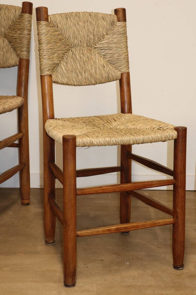 Series of 4 Charlotte Perriand Chairs Model "Bauche" BCB Edition