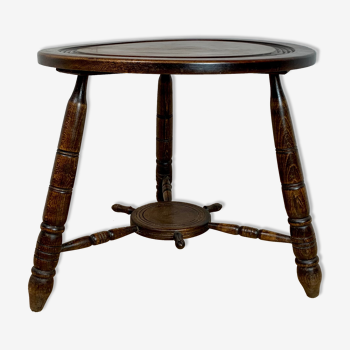 Round coffee table, tripod, Breton style