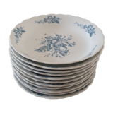 Set of 11 hollow plates blue porcelain Patrick Viant Bénard