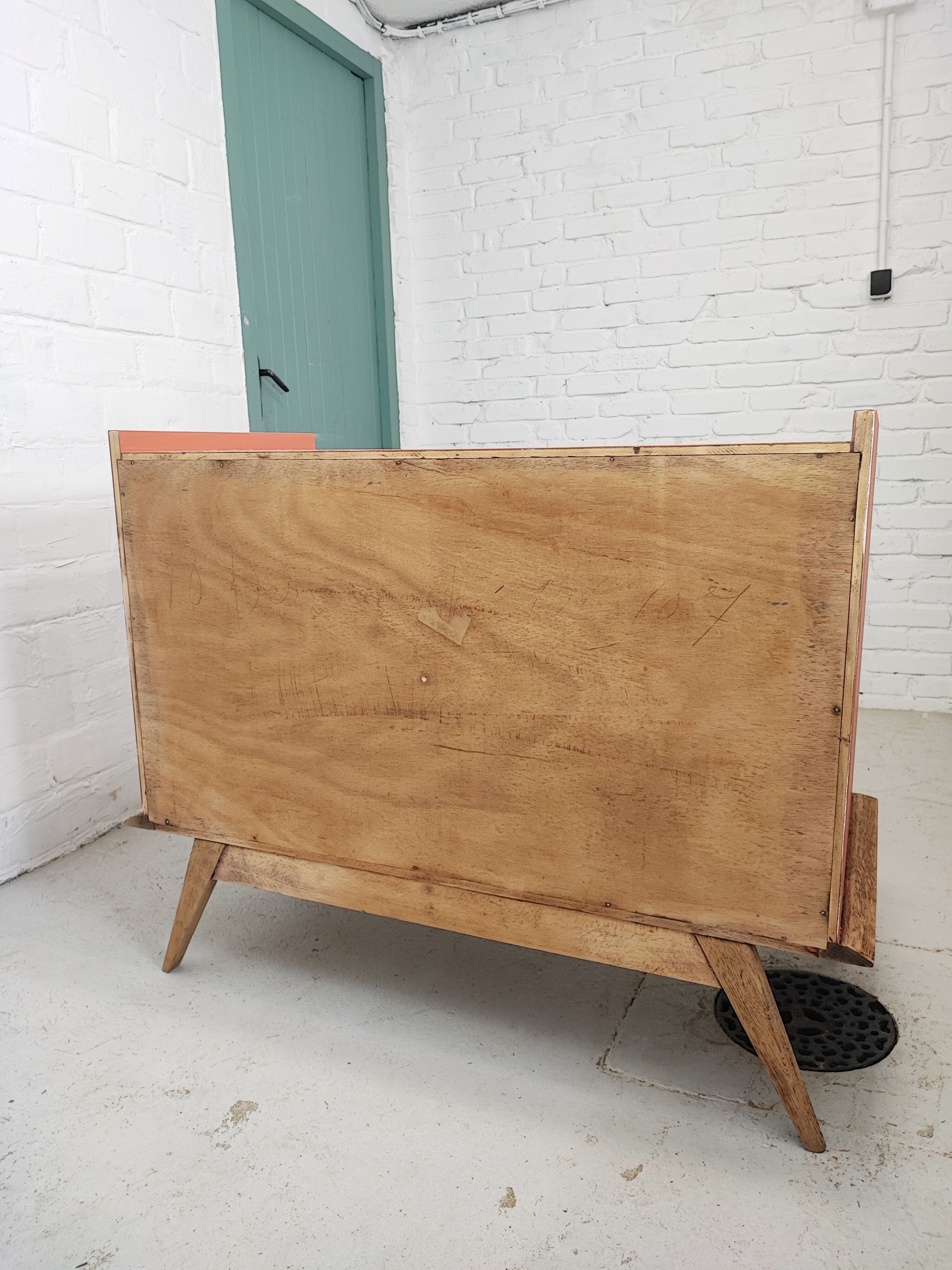 Vintage terracotta legs compass chest of drawers