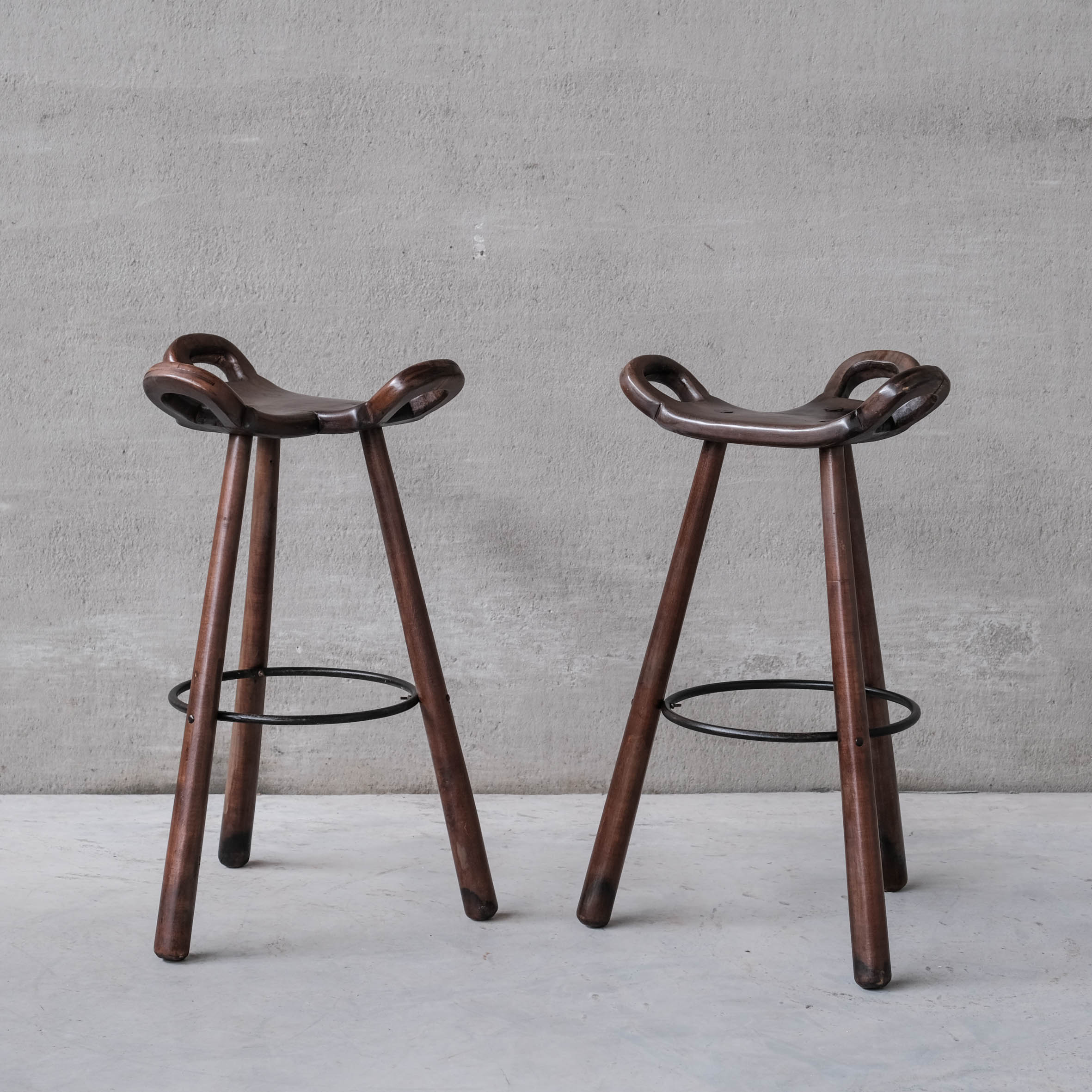 Brutalist Mid-Century 'Marbella' Bar Stool (2 Available)