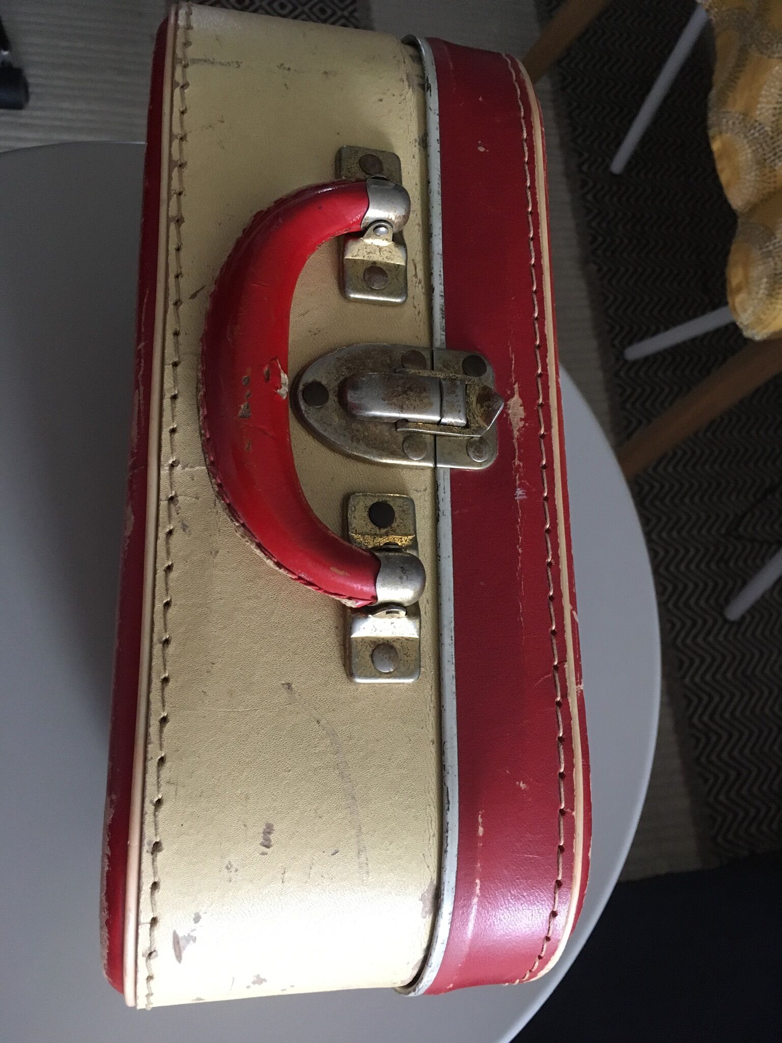 Authentic cardboard suitcase from the 60s