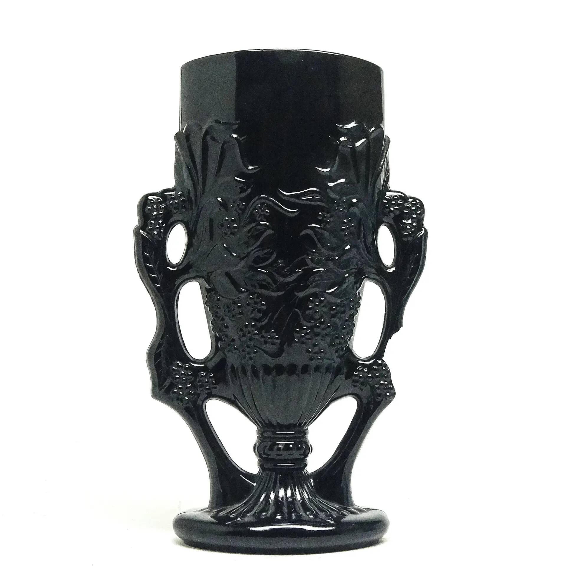Eclectic vase, black hyalite glass, Ząbkowice, Poland, 1970s