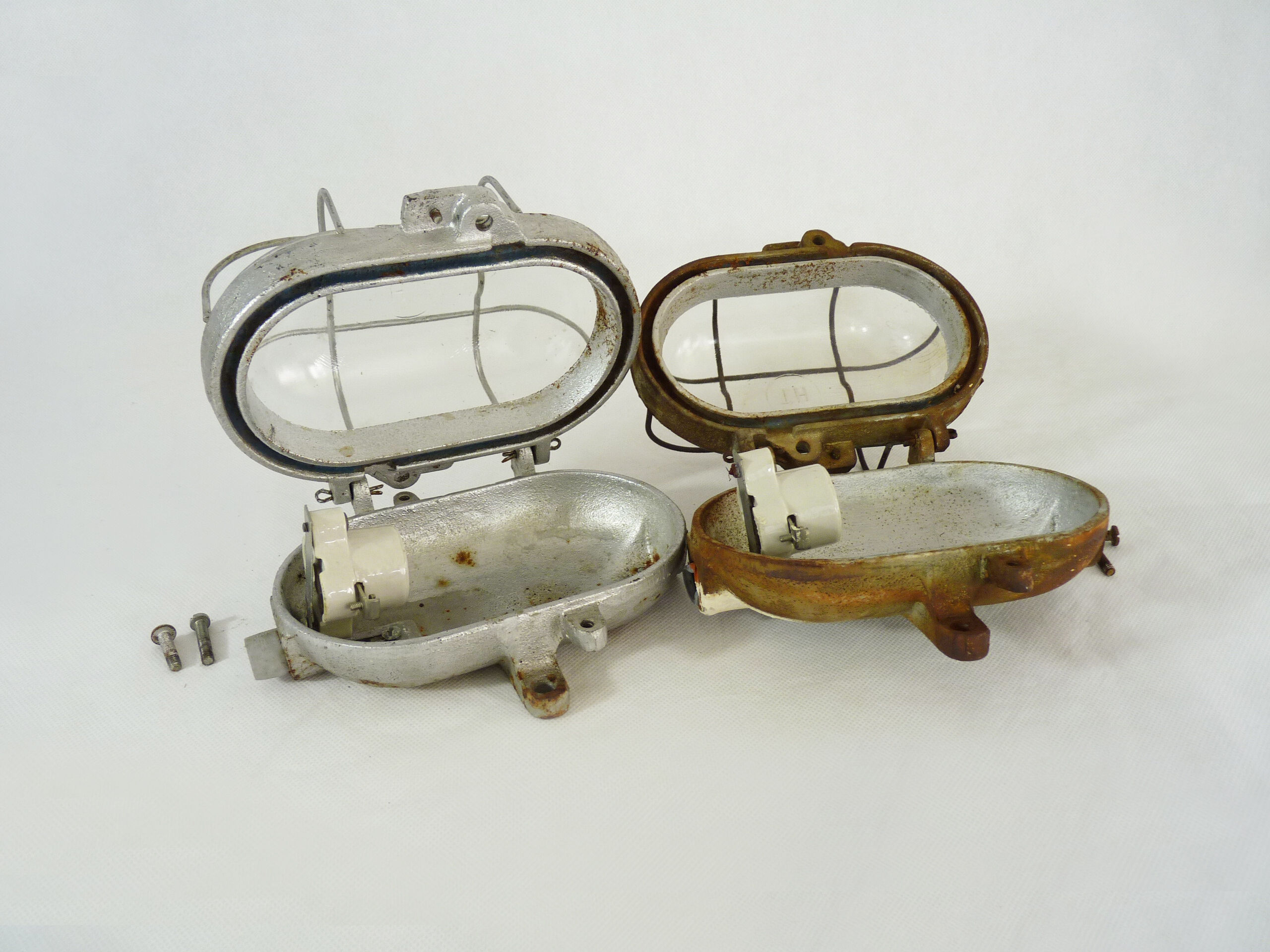 Pair of cast iron industrial window sconces, TH brand