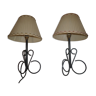 Lot de 2 lampes chevet 1960 fer forge