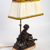 Table lamp, bronze with brown patina, 19th century
