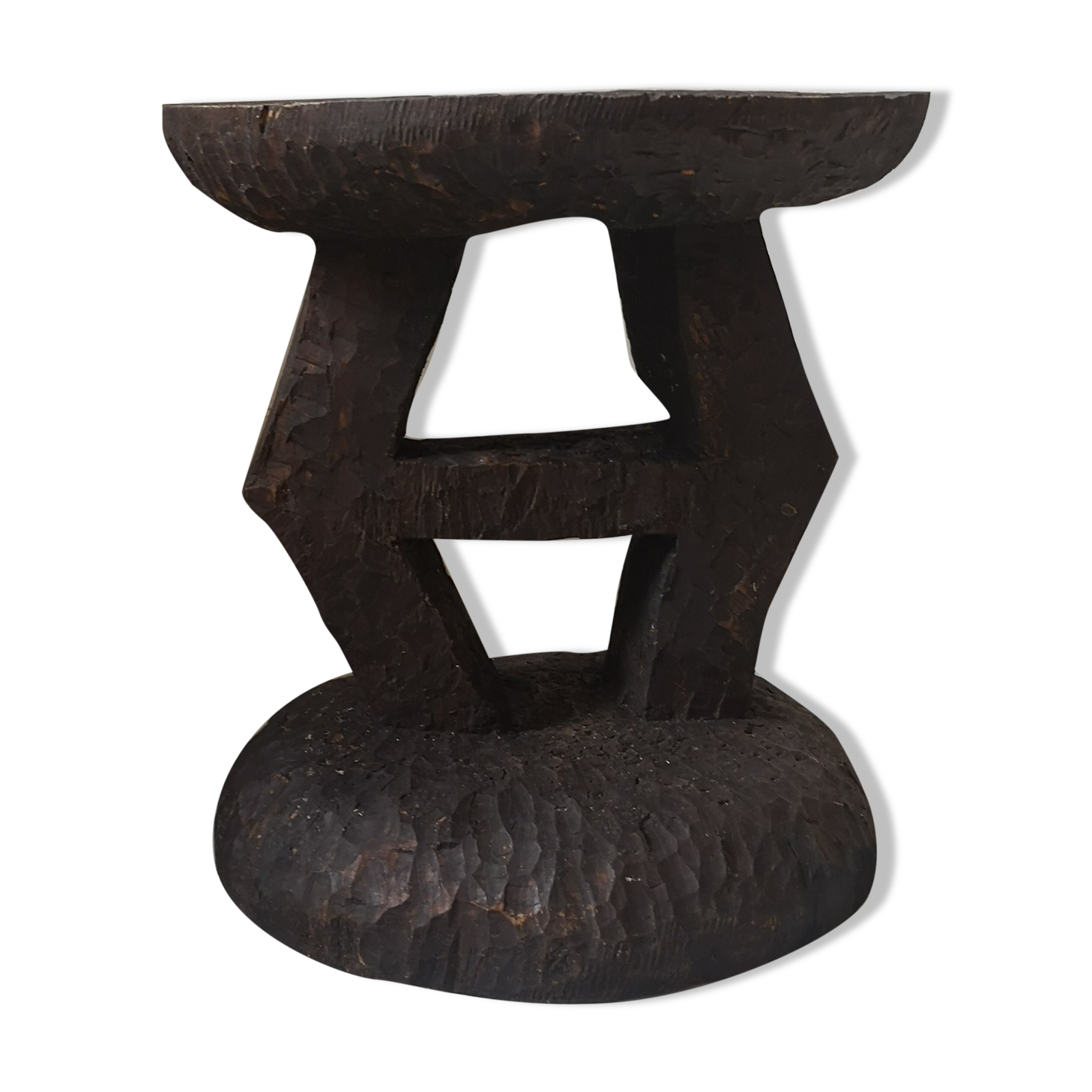 Side table low design in handmade wood ø33,5