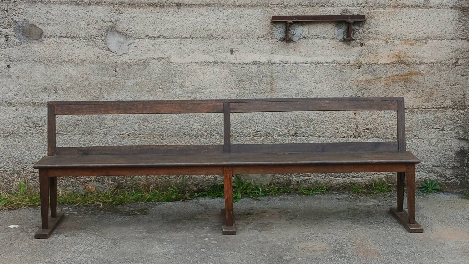 19th century oak church pew, 257 cm