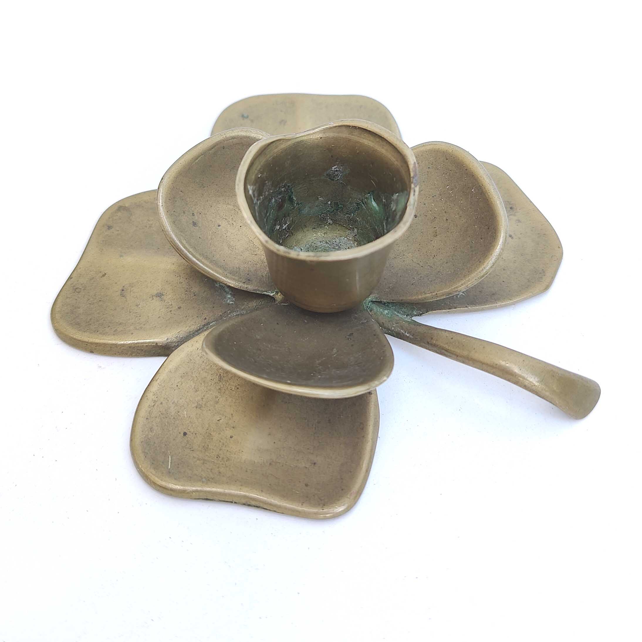 Brass flower candle holder
