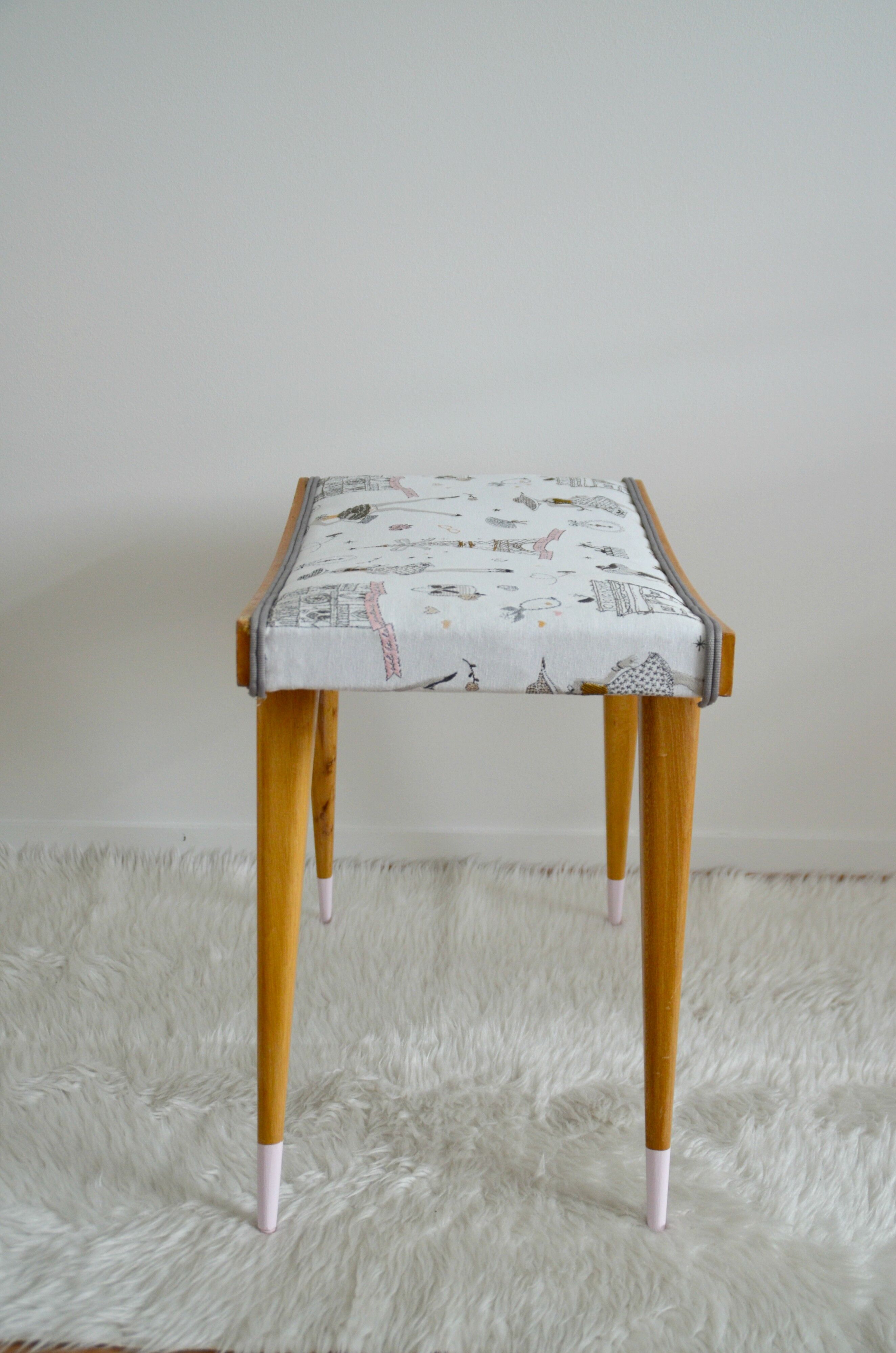 Stool footrest wooden feet compass