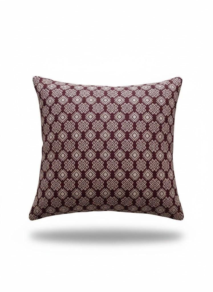 Burgundy and beige Kachin cushion cover (RIDA)