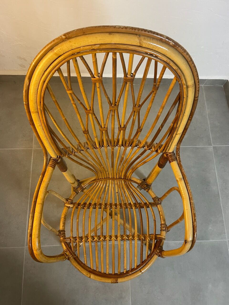 Set of 4 rattan armchairs from the 60s Italian