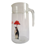 Glass jug, jug baclens patterns penguins vintage umbrella