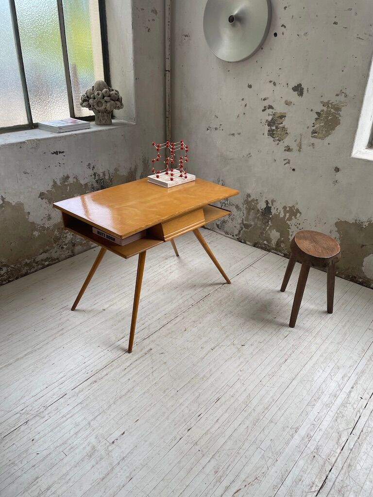 Vintage oak compass desk