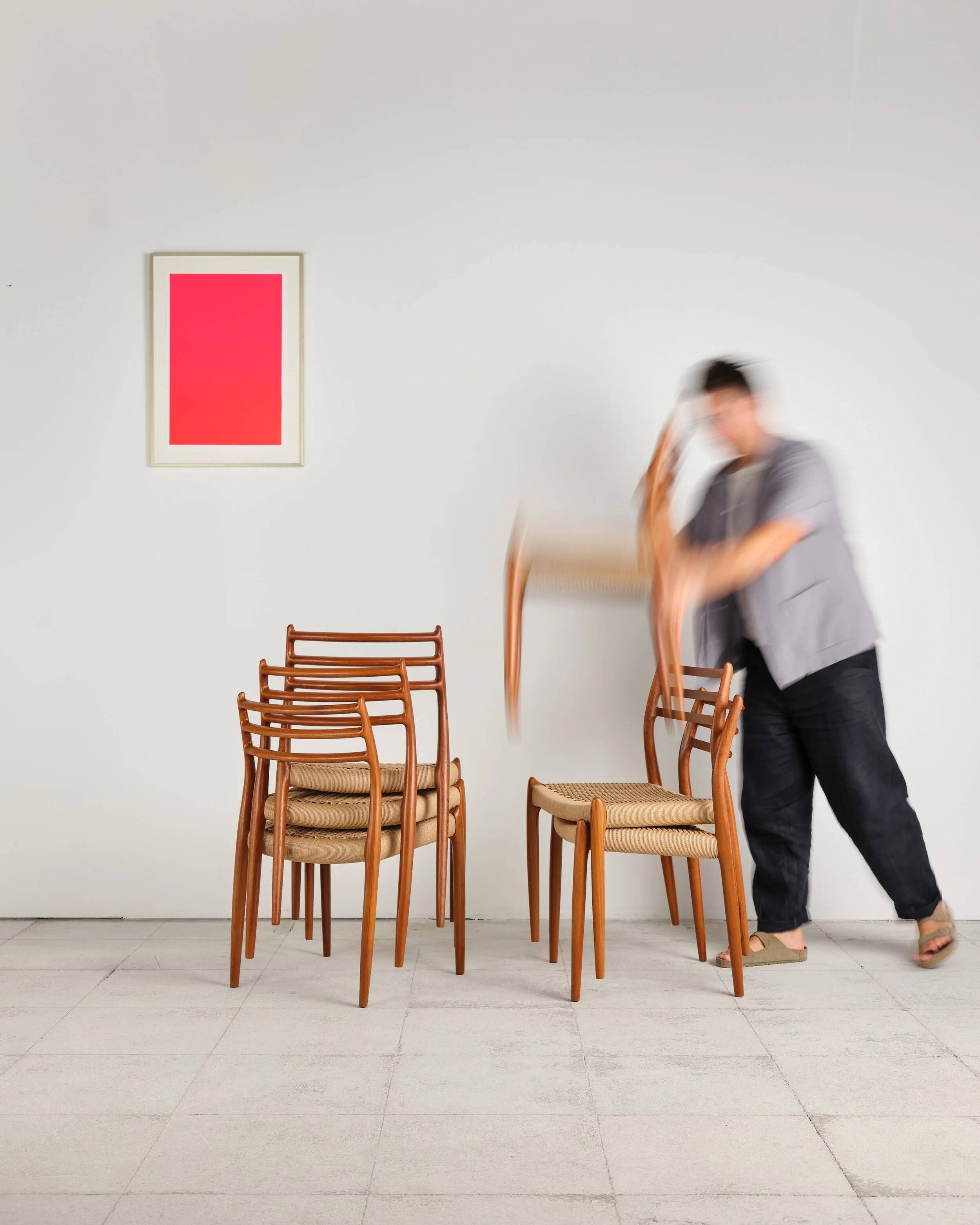 Set of 6 model 78 chairs in teak by Niels O. Møller, Denmark, 1960s.