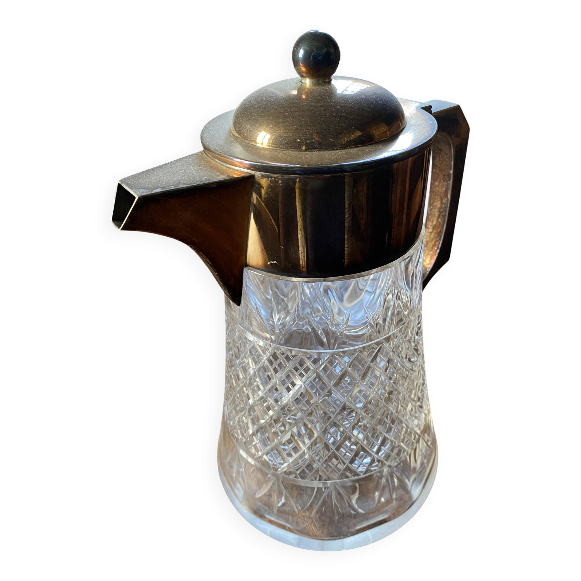Glass and silver carafe