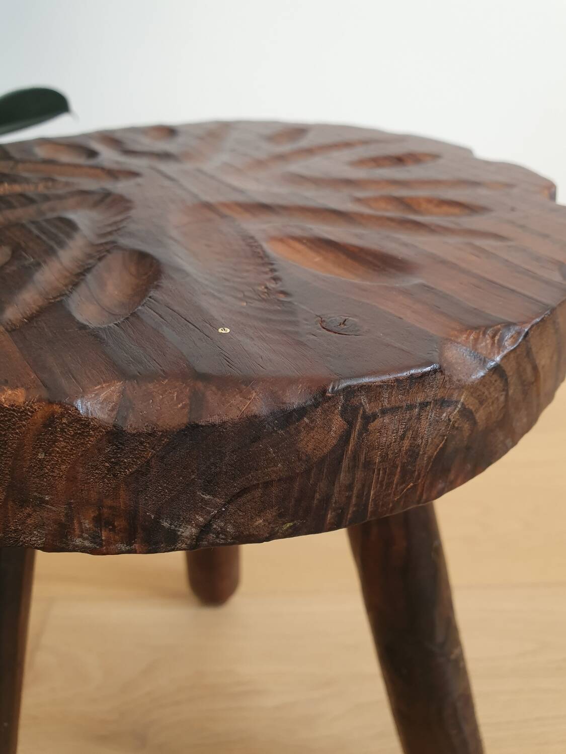 Vintage brutalist tripod stool
