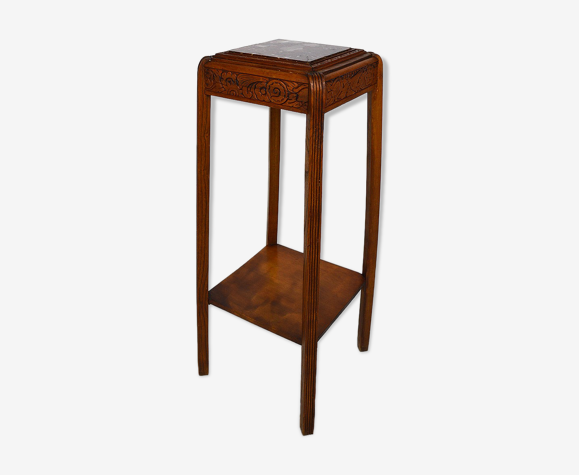 Sellette art déco en bois sculpté et marbre France circa 1925