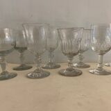 8 old blown foot glasses, 4 different models