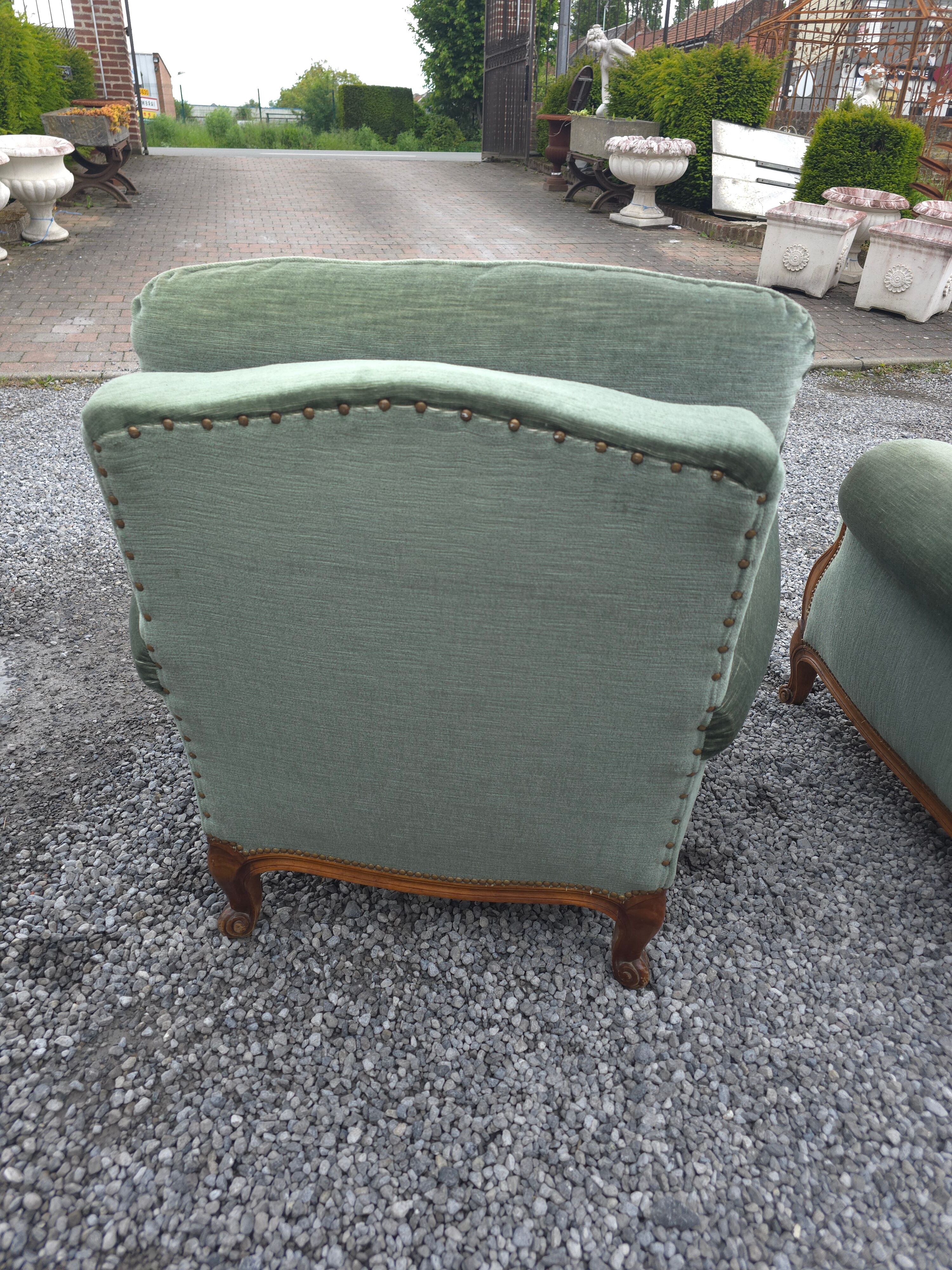 Fauteuils bergère style LOUIS XV en velours