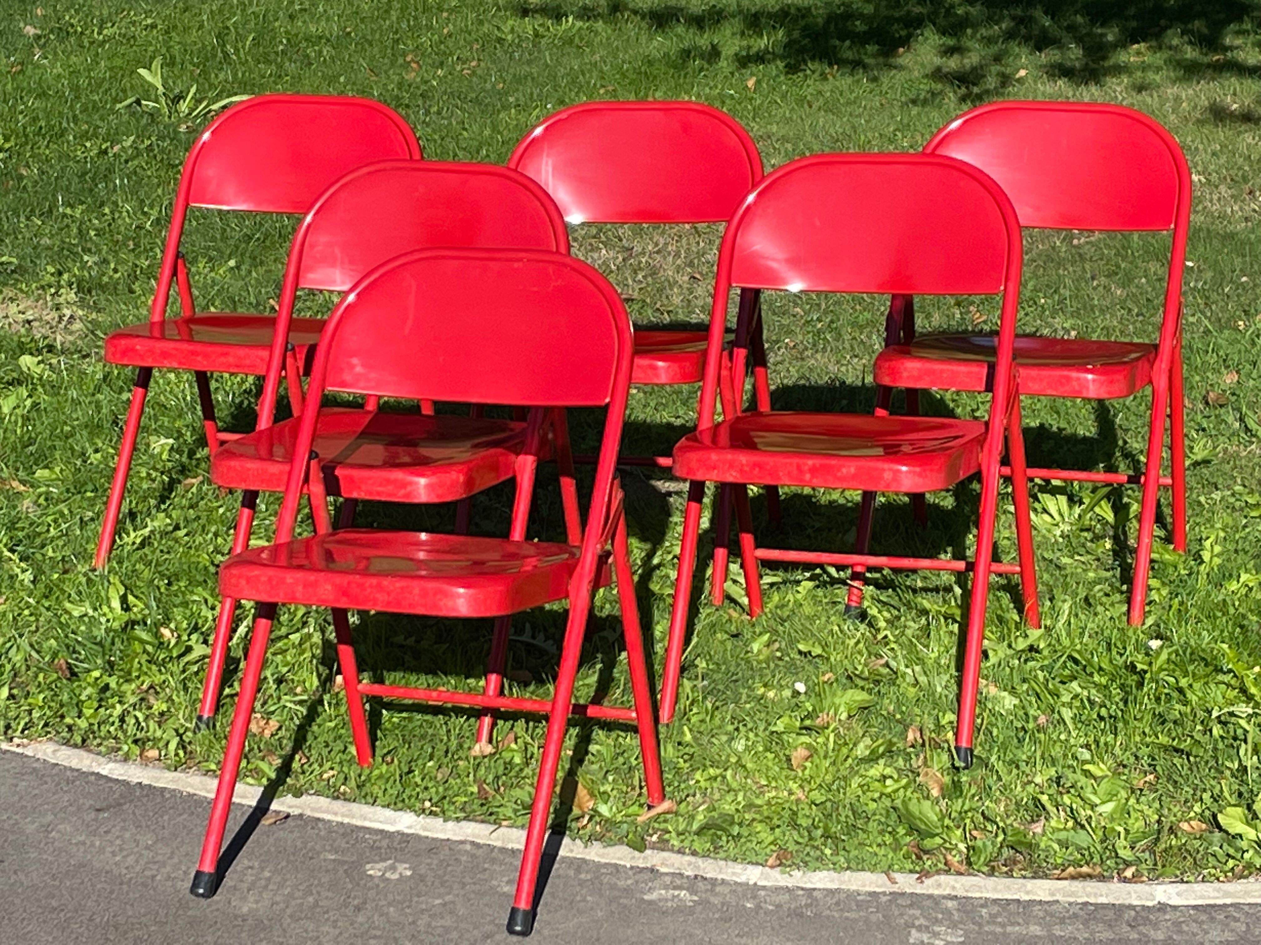 Vintage metal folding chair set of 6