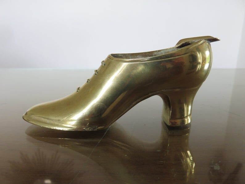 70s brass shoe ashtray