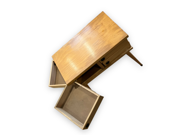 Travailleuse scandinave vintage en bois clair
