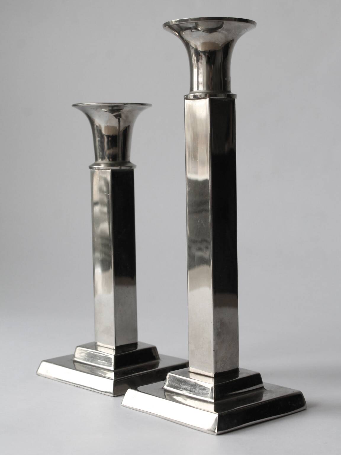 Art Deco Silver Plated Candlesticks Set