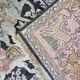 Tapis en soie Qom (soie sur coton) scène de chasse Cachemire 1950s