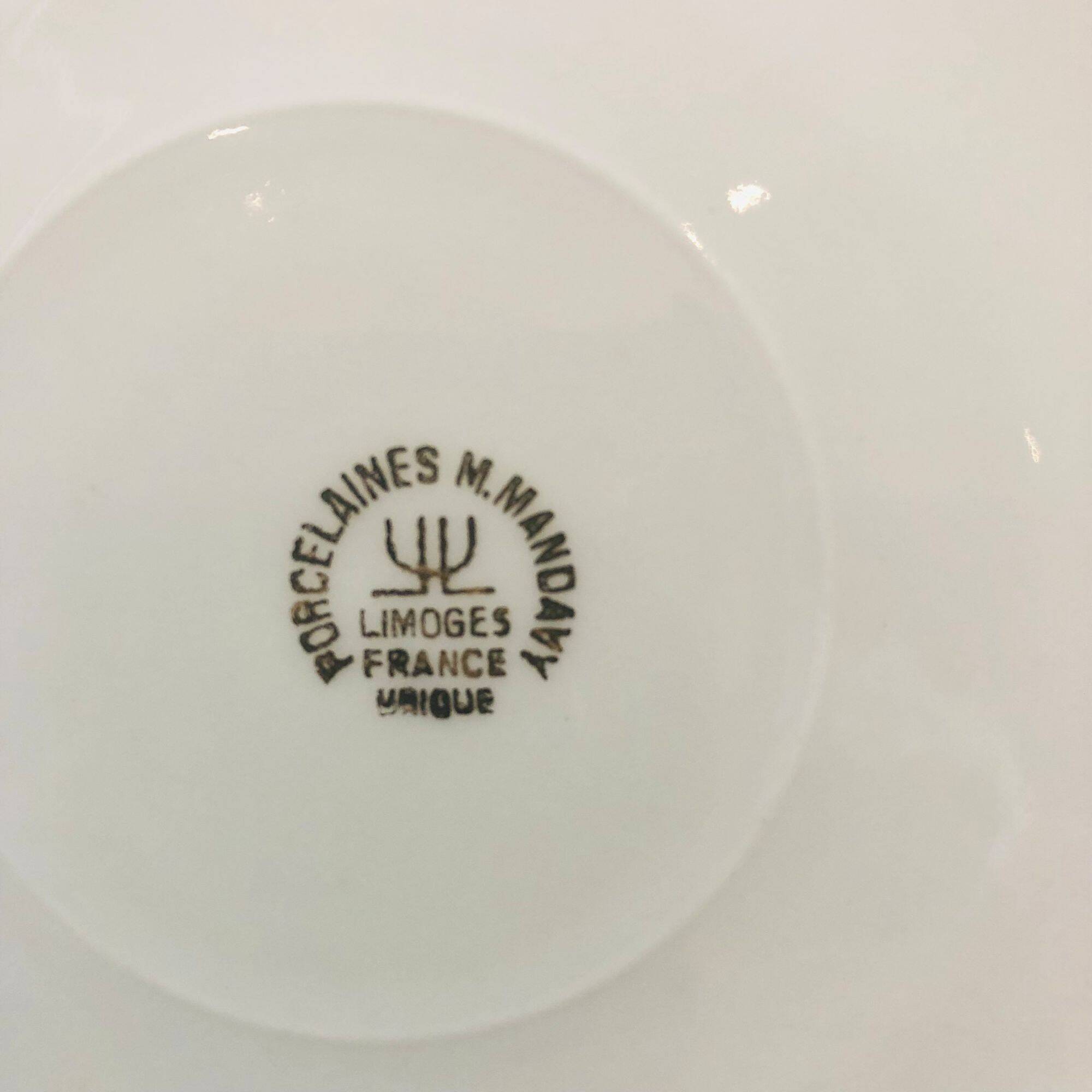 Limoges - M. Mandavy. 6 octagonal dinner plates.