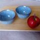 Set of 2 japanese blue cracked glaze ceramic tea bowls