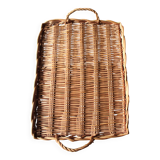 Large rectangular dark wicker tray with two vintage handles
