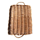 Large rectangular dark wicker tray with two vintage handles