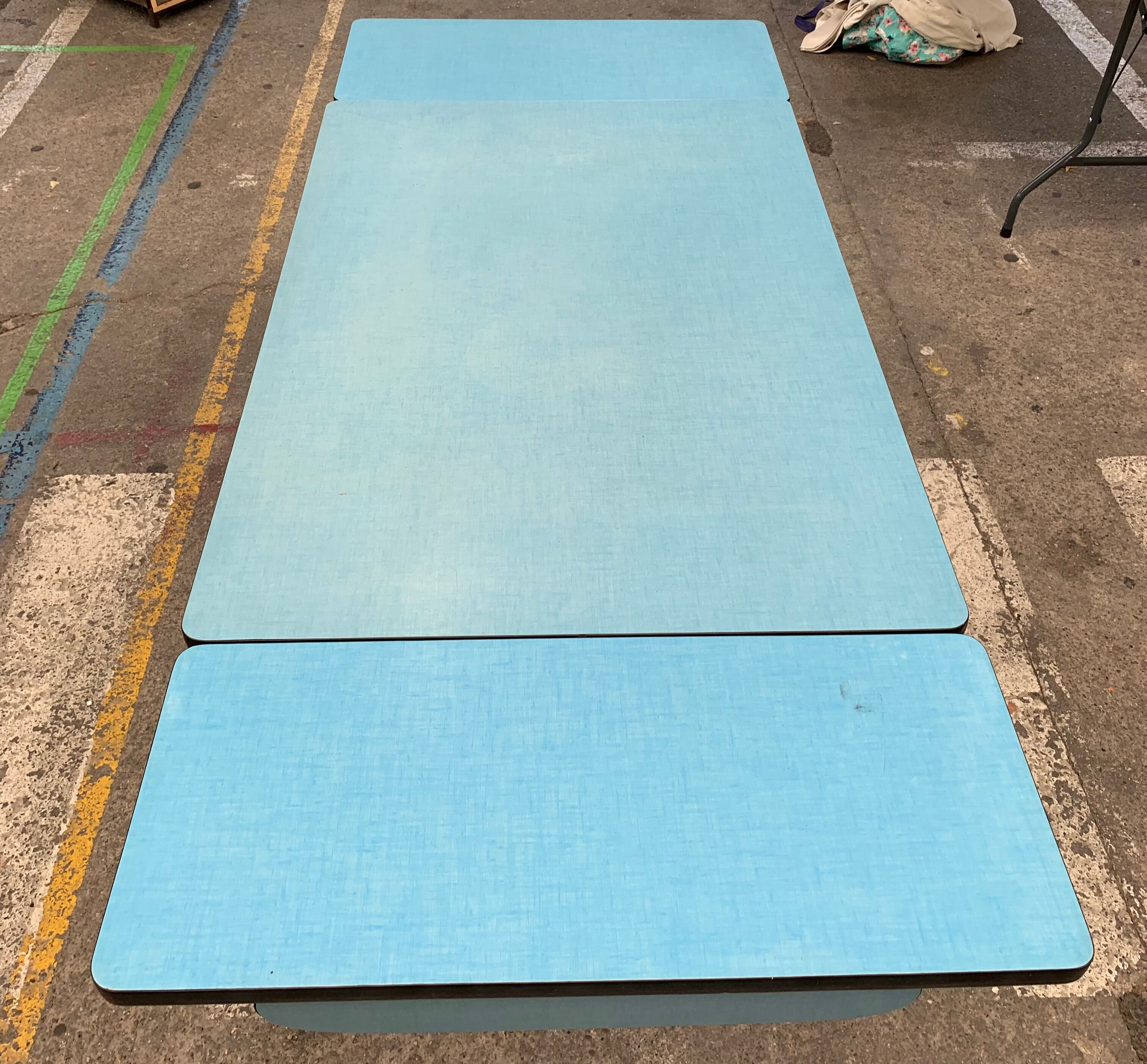 Blue formica table