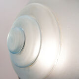 Floor lamp in metal and sandblasted glass disc
