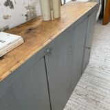 Factory blue patinated workshop furniture