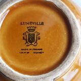 Vintage sugar bowl in Lunéville earthenware, terracotta colour.