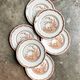 6 flat plates in ochre English ironland, service "Furnivals Quail"