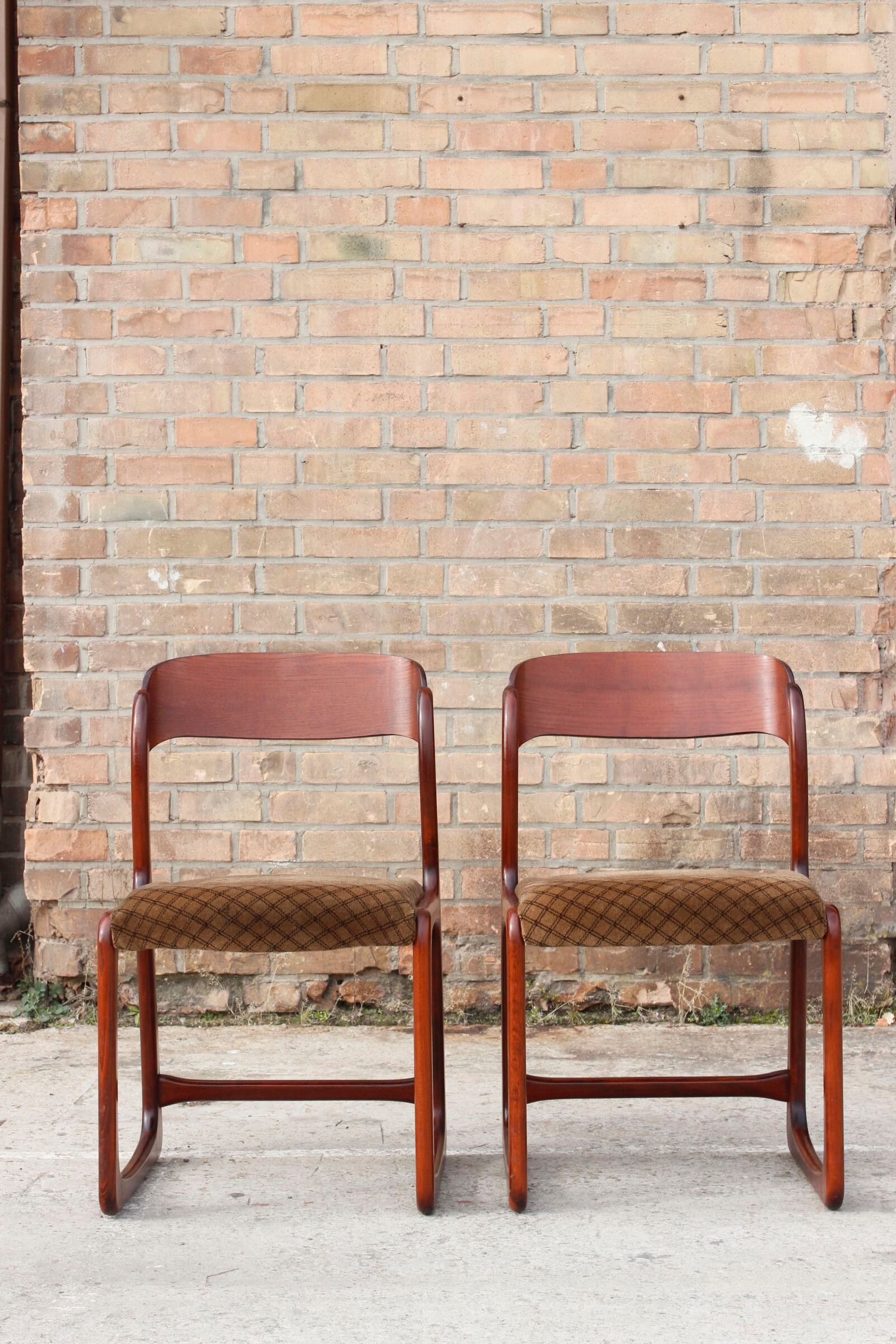 Pair of sleigh chairs by baumann, france circa 1960