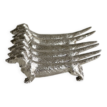 Set of 6 dachshund-shaped knife rests