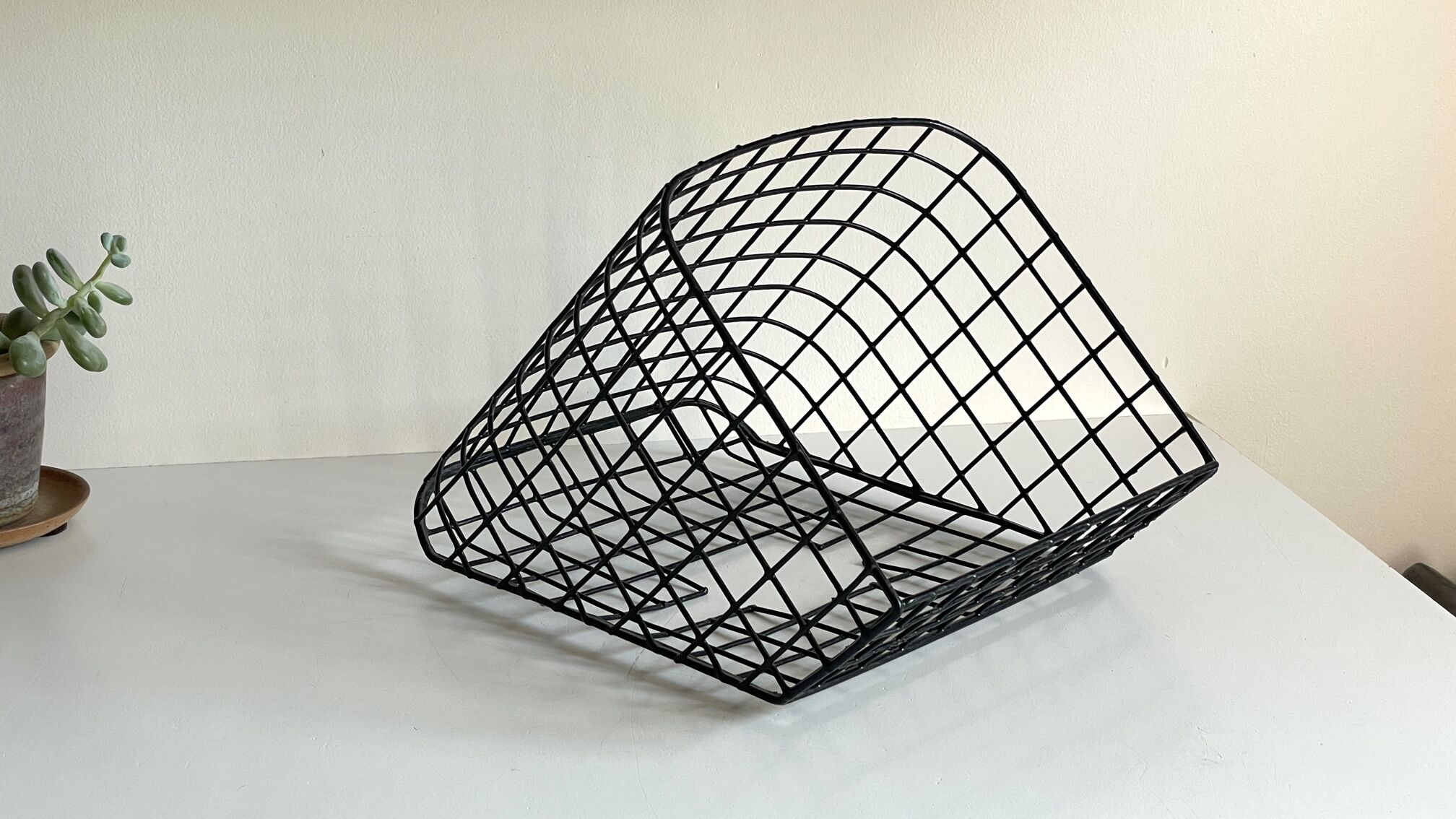 Wall basket steel wire storage vintage