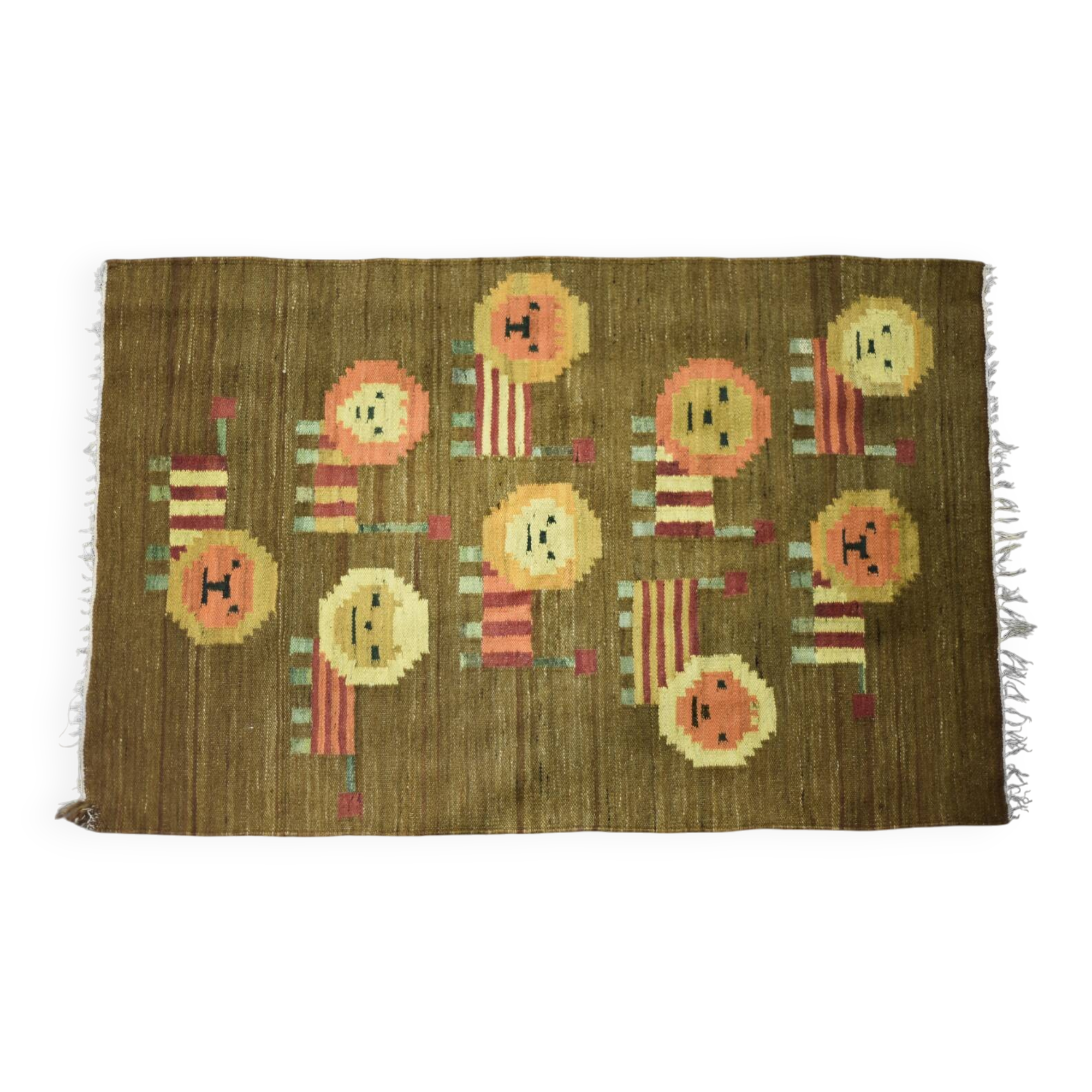 Tapisserie en laine et coton tissés par Maria Janowska, 1970