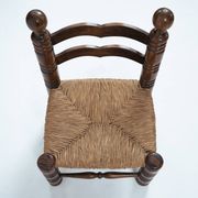 Wooden low chair with rush seat,1950s, in the style of Charles Dudouyt